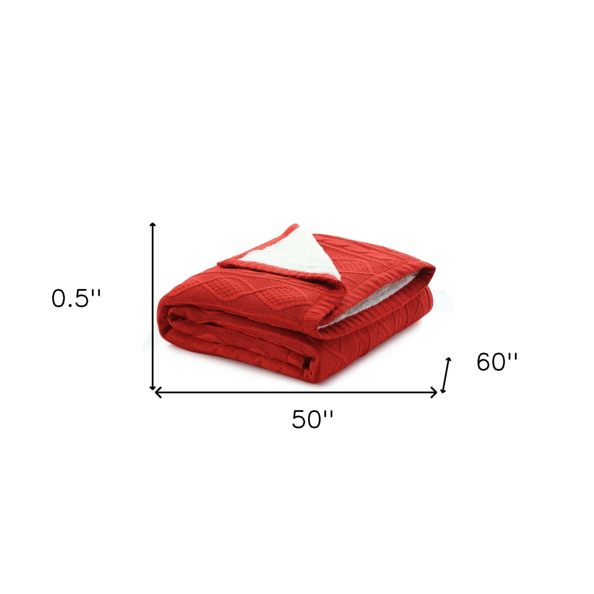 Red Knitted Acrylic Solid Color Throw Blanket