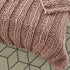 Cream Knitted Polyester Solid Color Throw Blanket