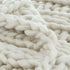 Cream Knitted Polyester Solid Color Throw Blanket