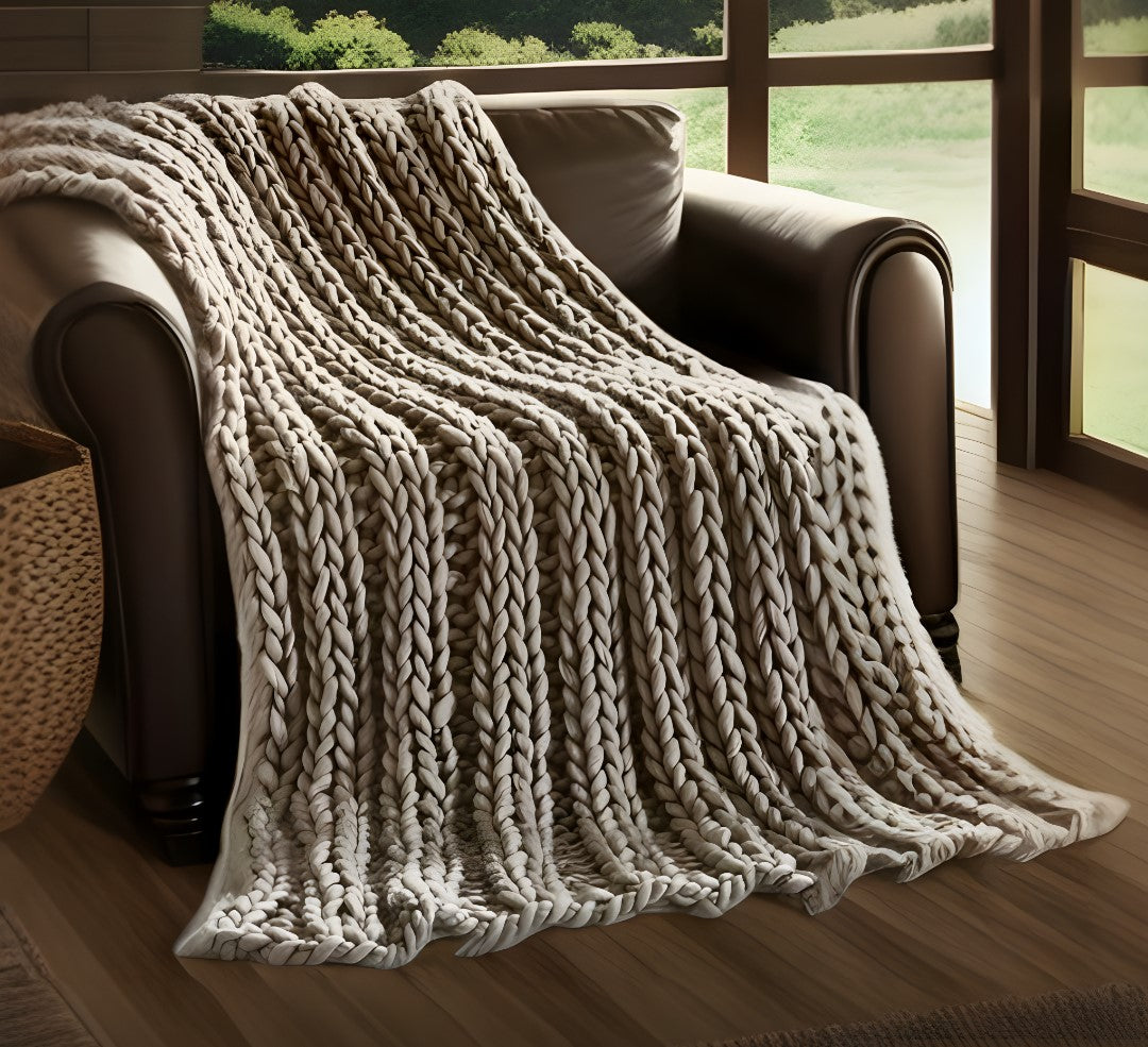 Blush Knitted Polyester Solid Color Throw Blanket