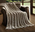 Cream Knitted Polyester Solid Color Throw Blanket