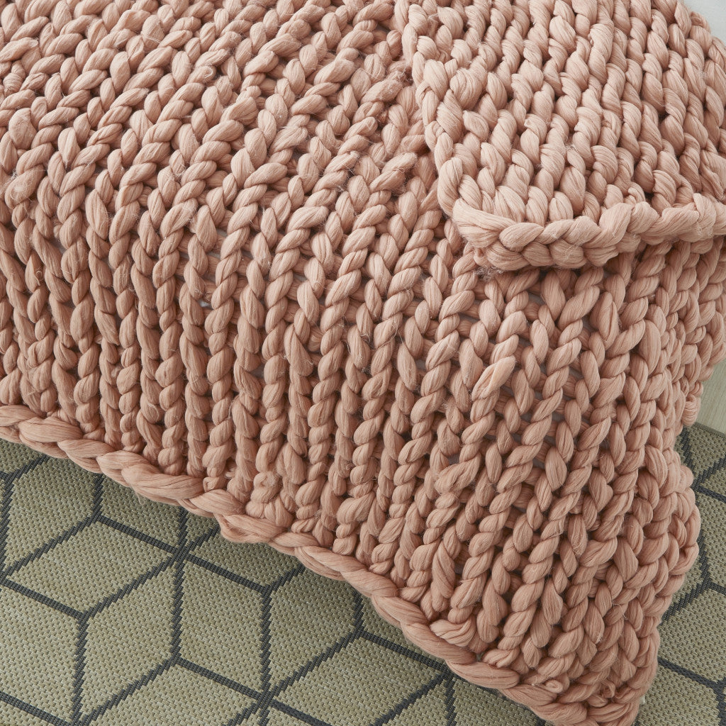 Blush Knitted Polyester Solid Color Throw Blanket