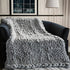 Cream Knitted Polyester Solid Color Throw Blanket