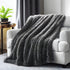 Gray Knitted PolYester Solid Color Plush Throw Blanket