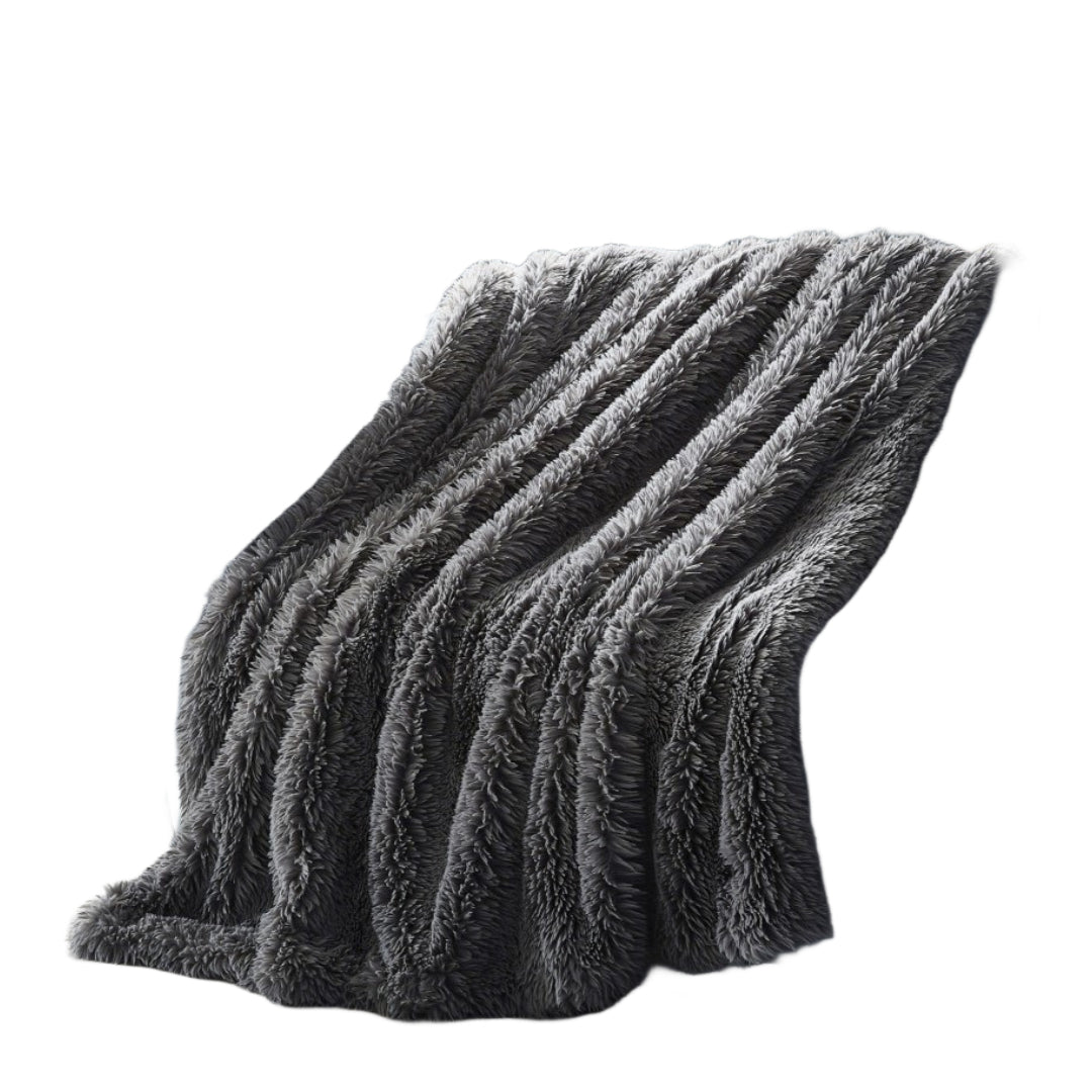 Gray Knitted PolYester Solid Color Plush Throw Blanket