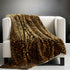 Beige and Ivory Knitted PolYester Animal Print Plush Throw Blanket