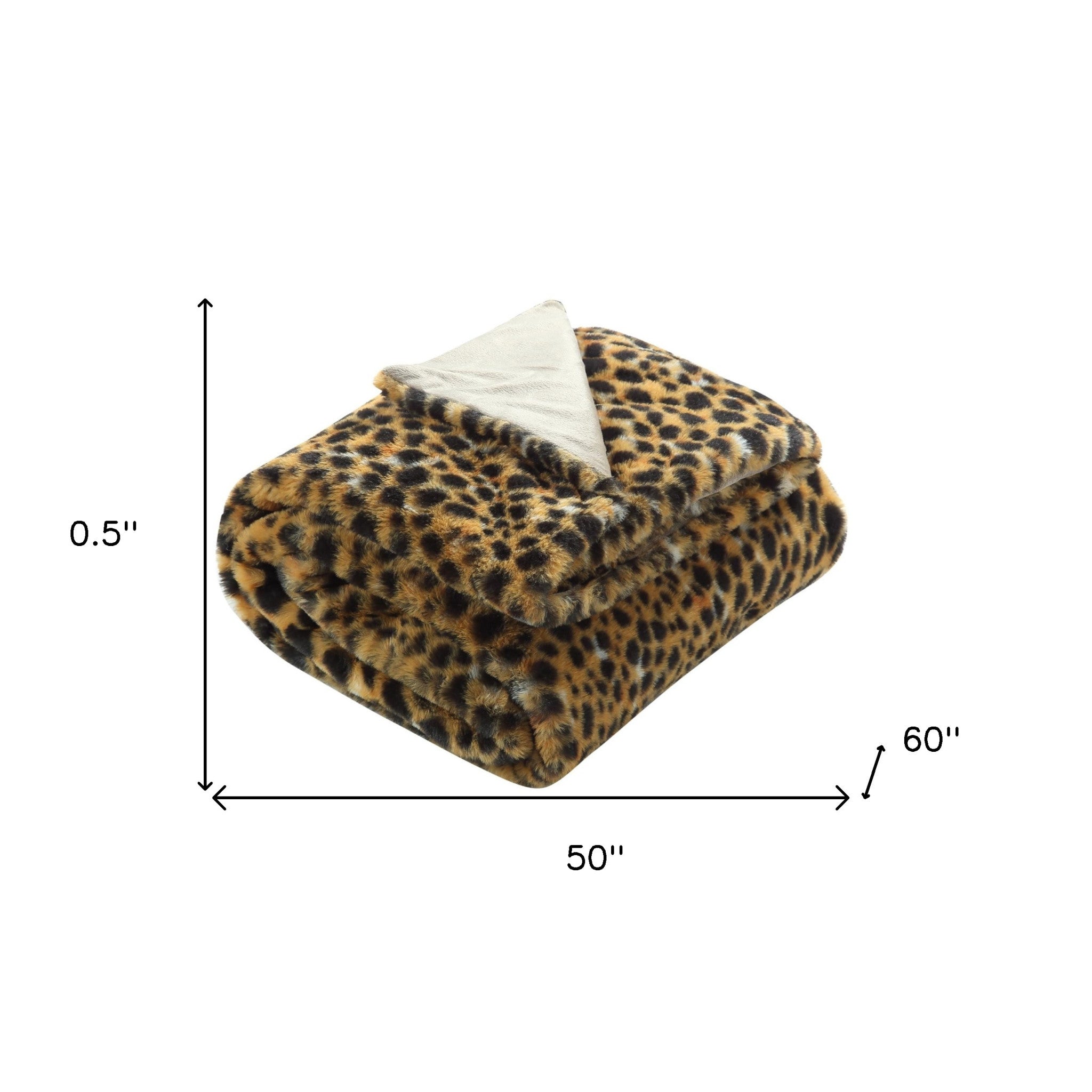 Beige and Ivory Knitted PolYester Animal Print Plush Throw Blanket