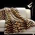 Beige and Ivory Knitted PolYester Animal Print Plush Throw Blanket