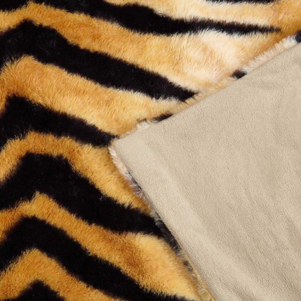 Beige and Ivory Knitted PolYester Animal Print Plush Throw Blanket