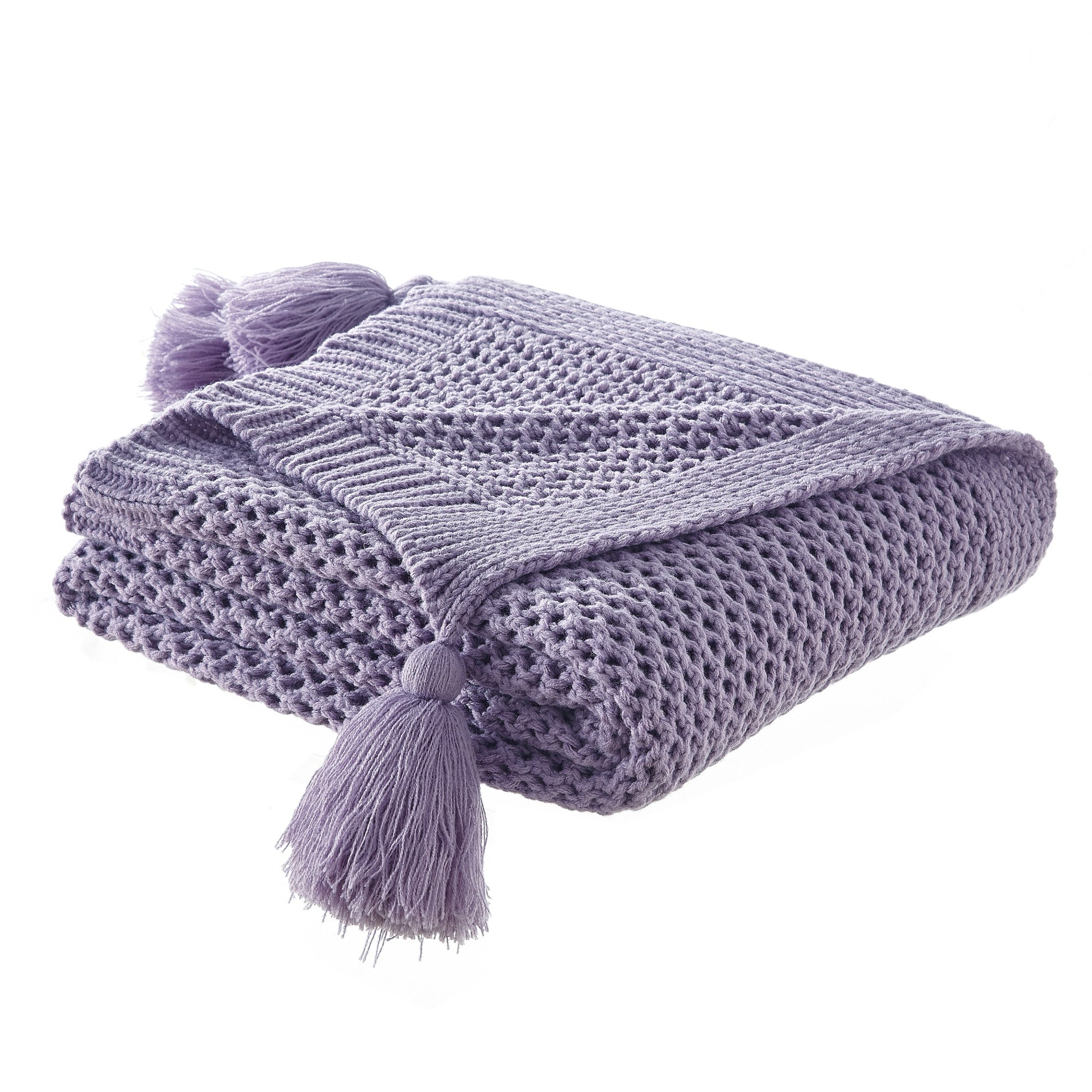 Gray Knitted Acrylic Solid Color Throw Blanket