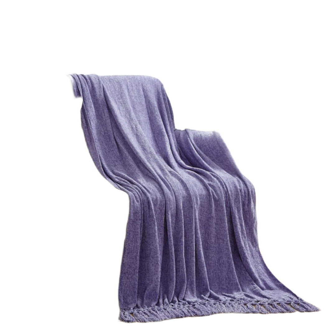 Purple Woven Polyester Solid Color Throw Blanket