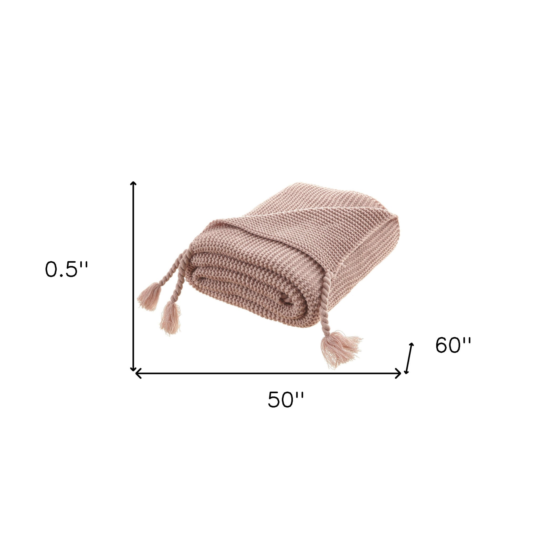 Blush Knitted Acrylic Solid Color Throw Blanket