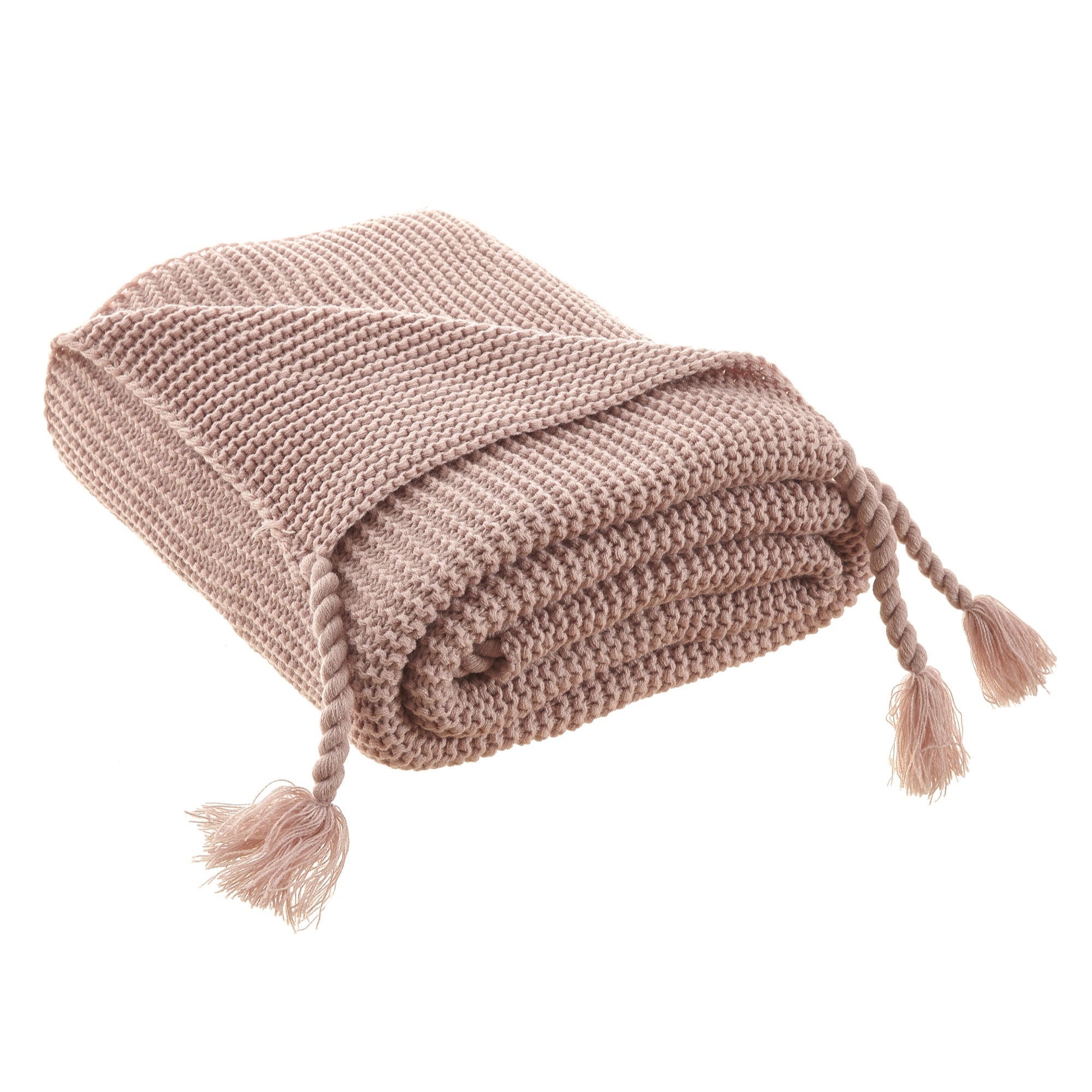 Blush Knitted Acrylic Solid Color Throw Blanket