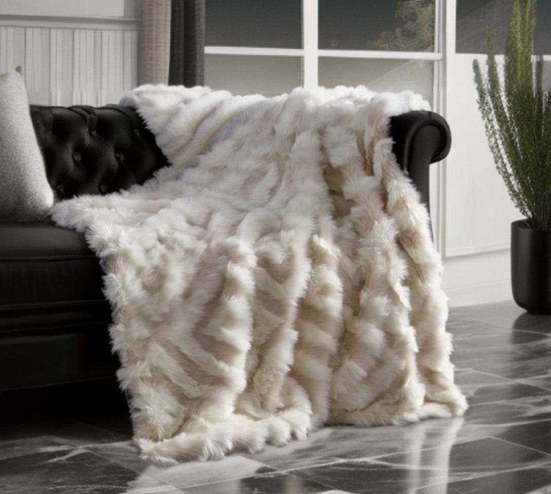 Blush Knitted Acrylic Geometric Throw Blanket