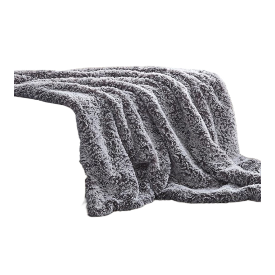 Black Knitted PolYester Solid Color Plush Throw Blanket