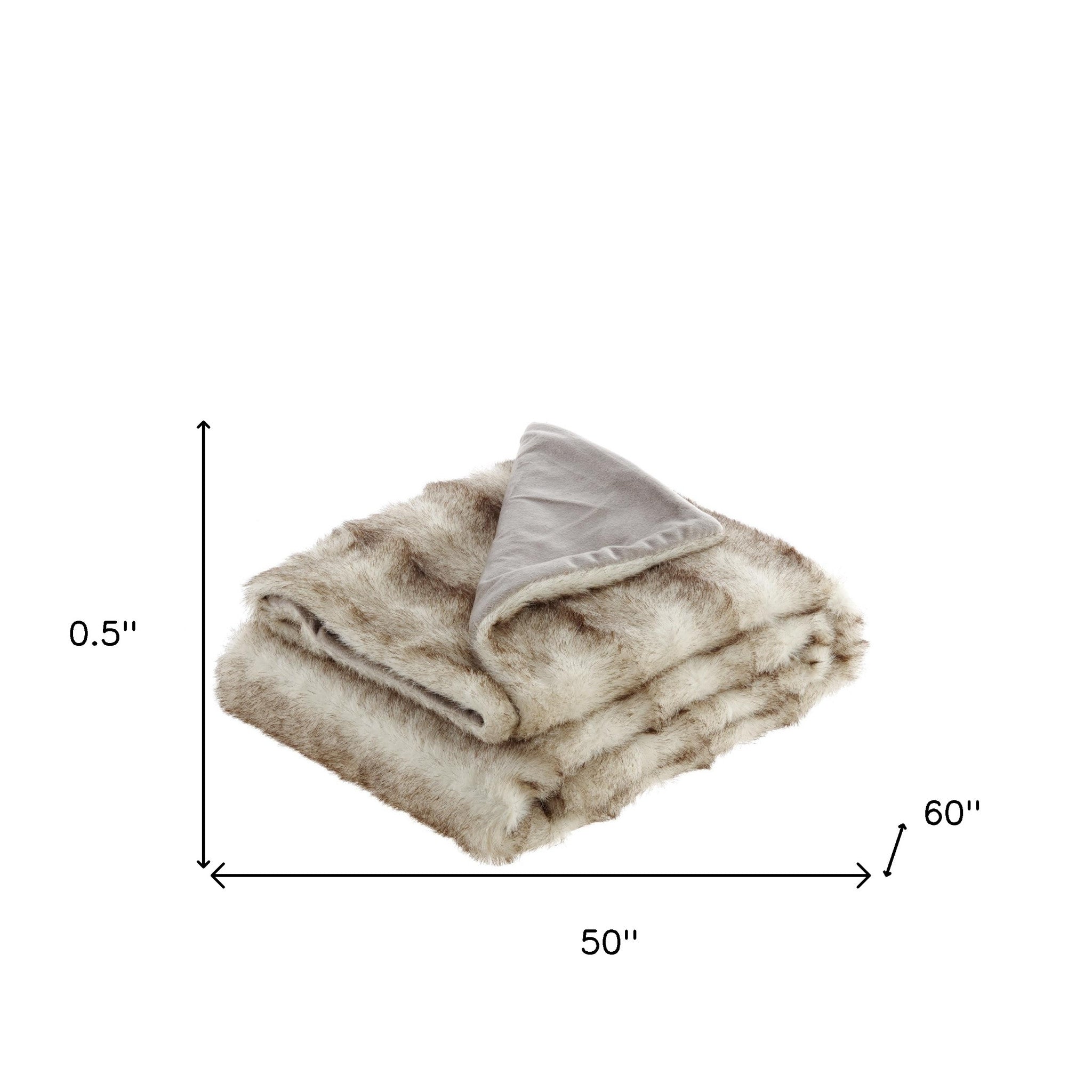 Brown Knitted Polyester Animal Print Throw Blanket