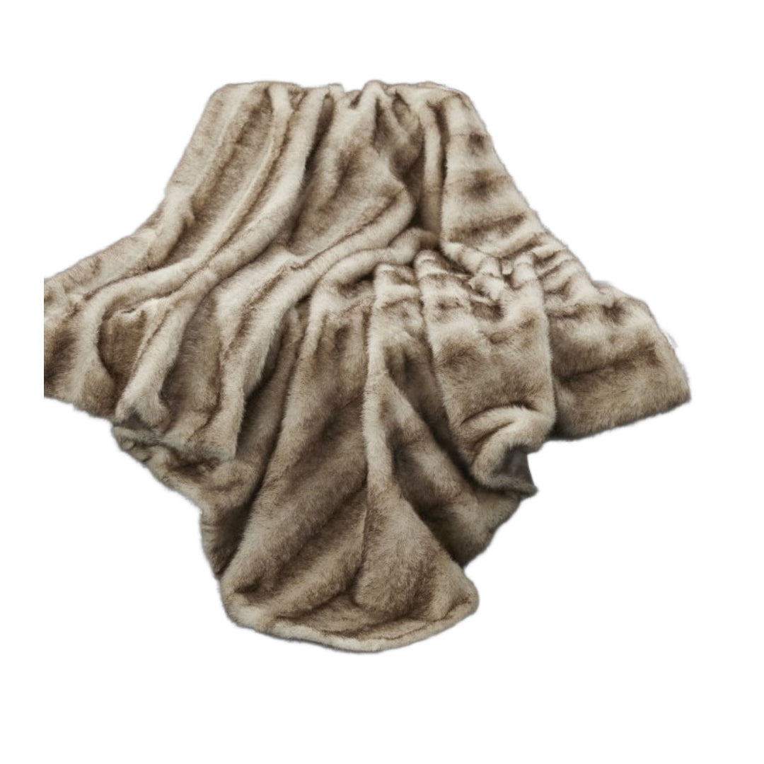 Brown Knitted Acrylic Animal Print Throw Blanket