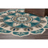 6' Blue And Green Round Wool Geometric Hand Tufted Area Rug