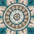 6' Blue And Green Round Wool Geometric Hand Tufted Area Rug