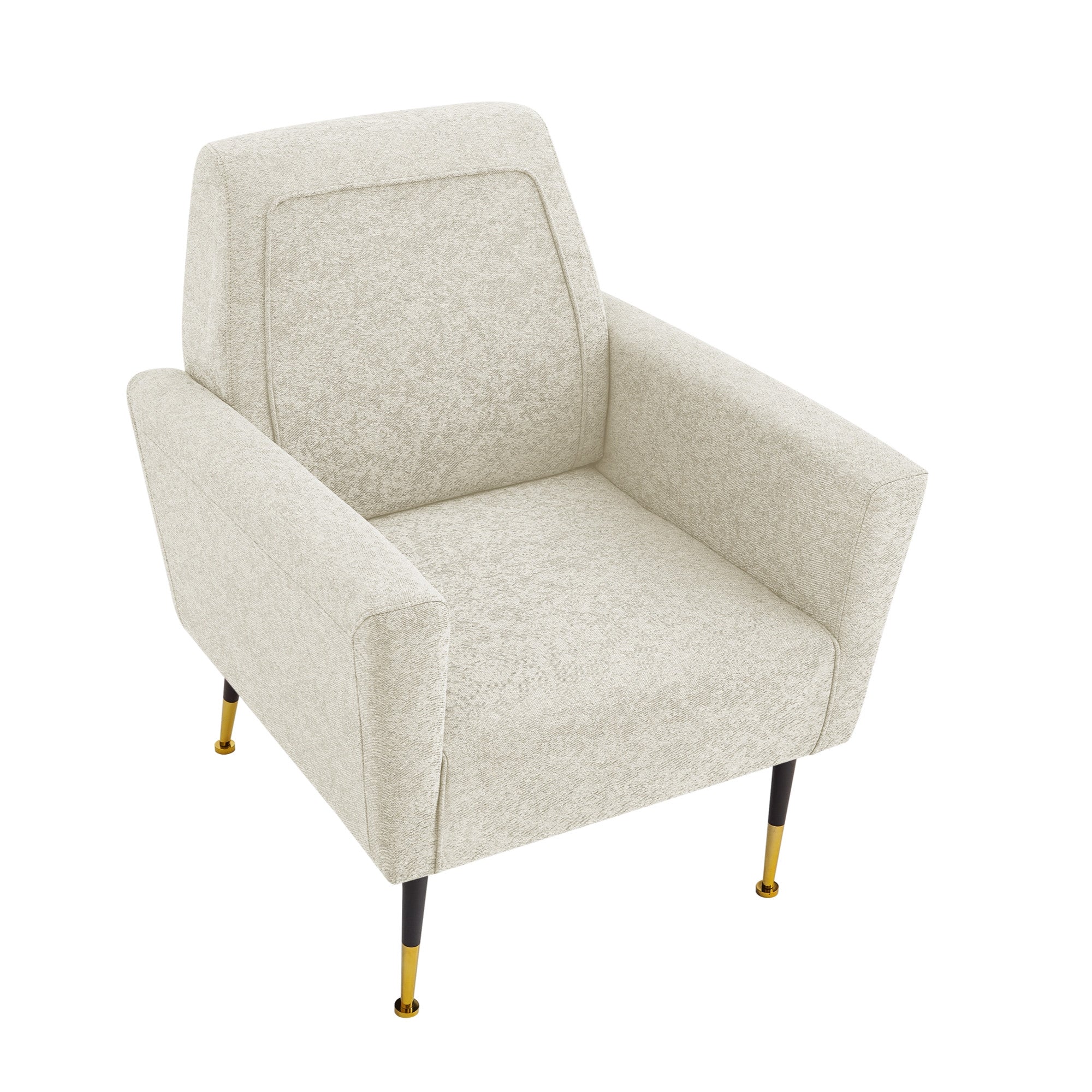 32" Beige And Gold Linen Arm Chair