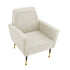 32" Beige And Gold Linen Arm Chair