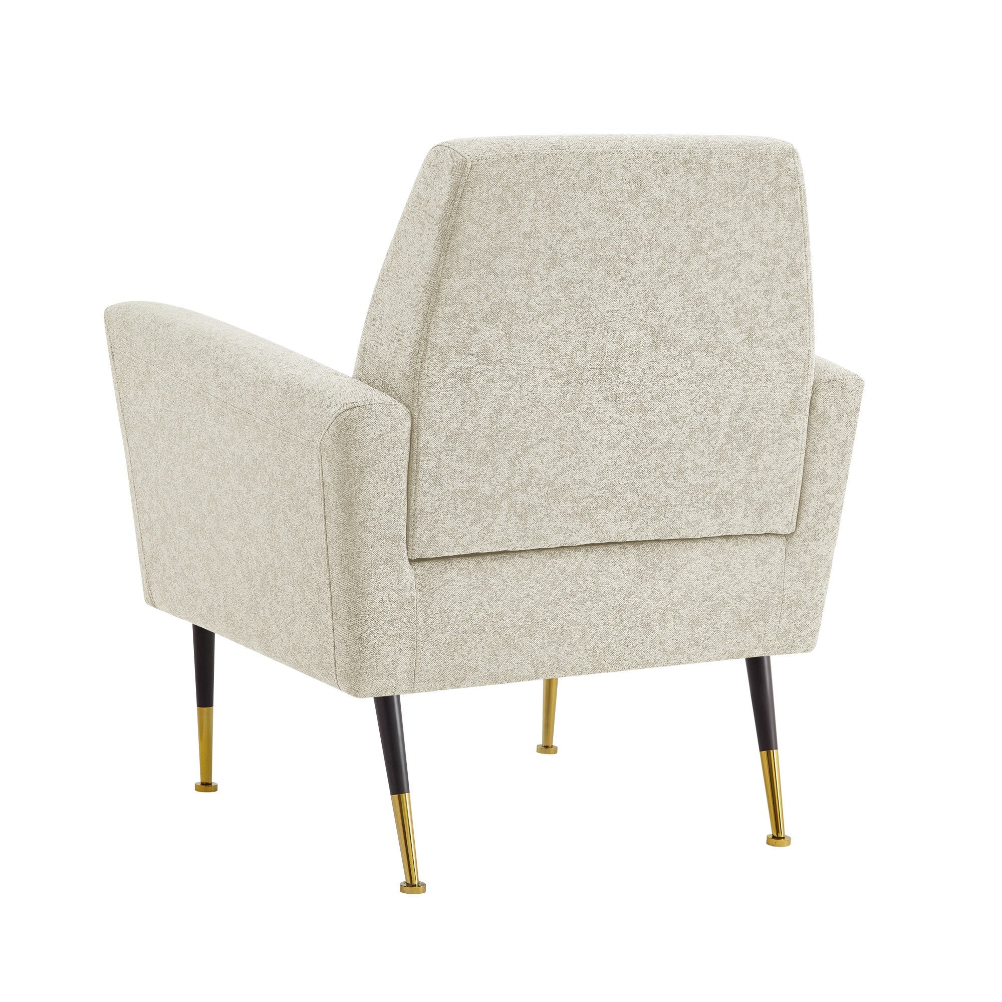 32" Beige And Gold Linen Arm Chair