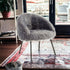 28" Gray And Black Faux Fur Arm Chair