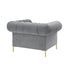 39" Gray And Gold Velvet Tufted Chesterfield Chair