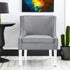 28" Light Gray and Clear Velvet Barrel Chair