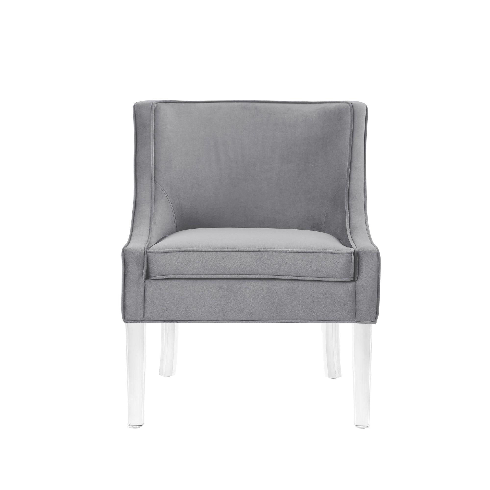 28" Light Gray and Clear Velvet Barrel Chair