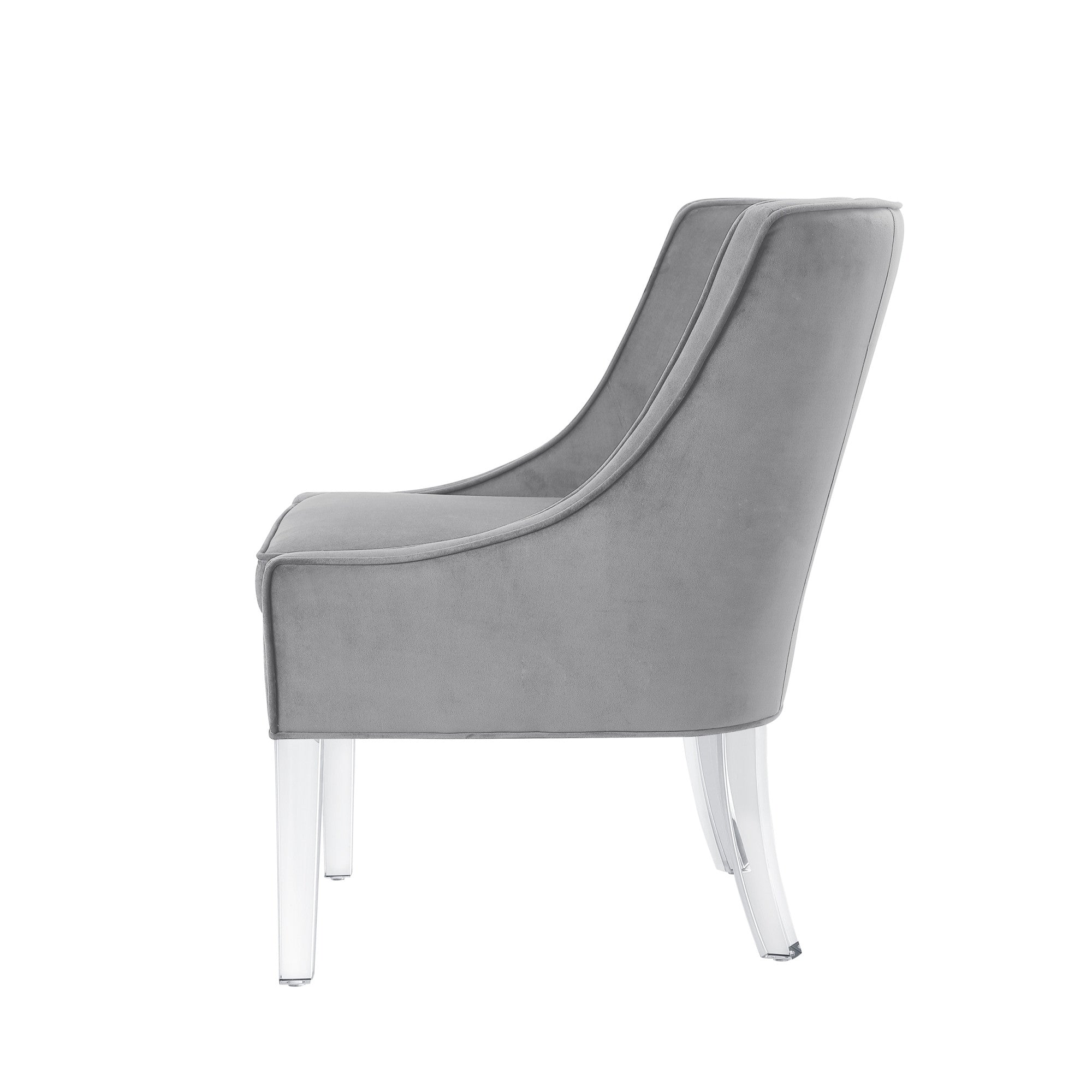 28" Light Gray and Clear Velvet Barrel Chair