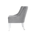 28" Light Gray and Clear Velvet Barrel Chair