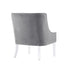 28" Light Gray and Clear Velvet Barrel Chair