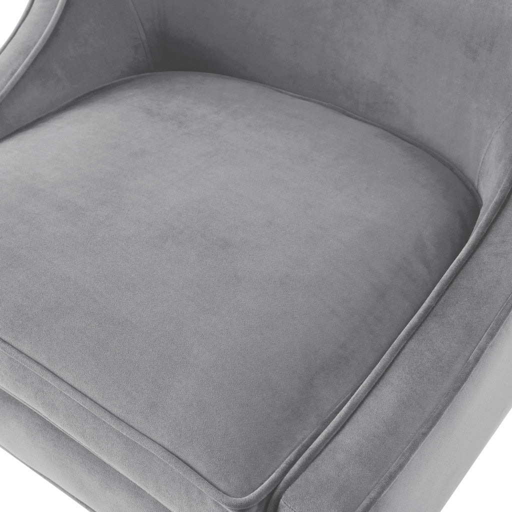 28" Light Gray and Clear Velvet Barrel Chair