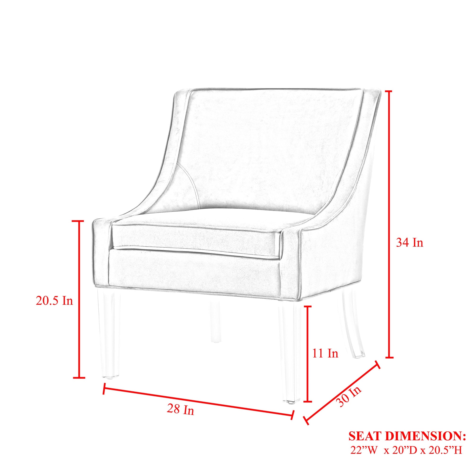 28" Light Gray and Clear Velvet Barrel Chair