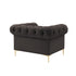 34" Brown And Gold Faux leather Tufted Chesterfield Chair