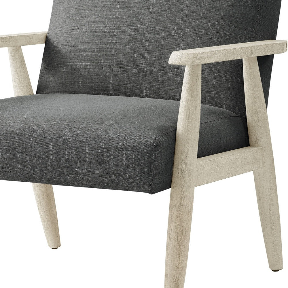 30" Charcoal And Cream Linen Arm Chair