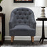 31" Dark Gray And Brown Linen Tufted Arm Chair