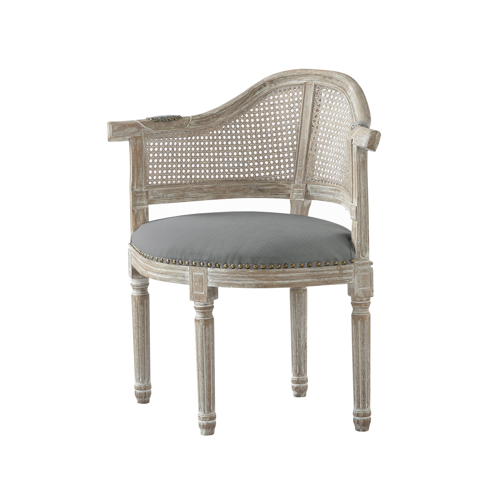 24" Cream And Beige Linen Arm Chair