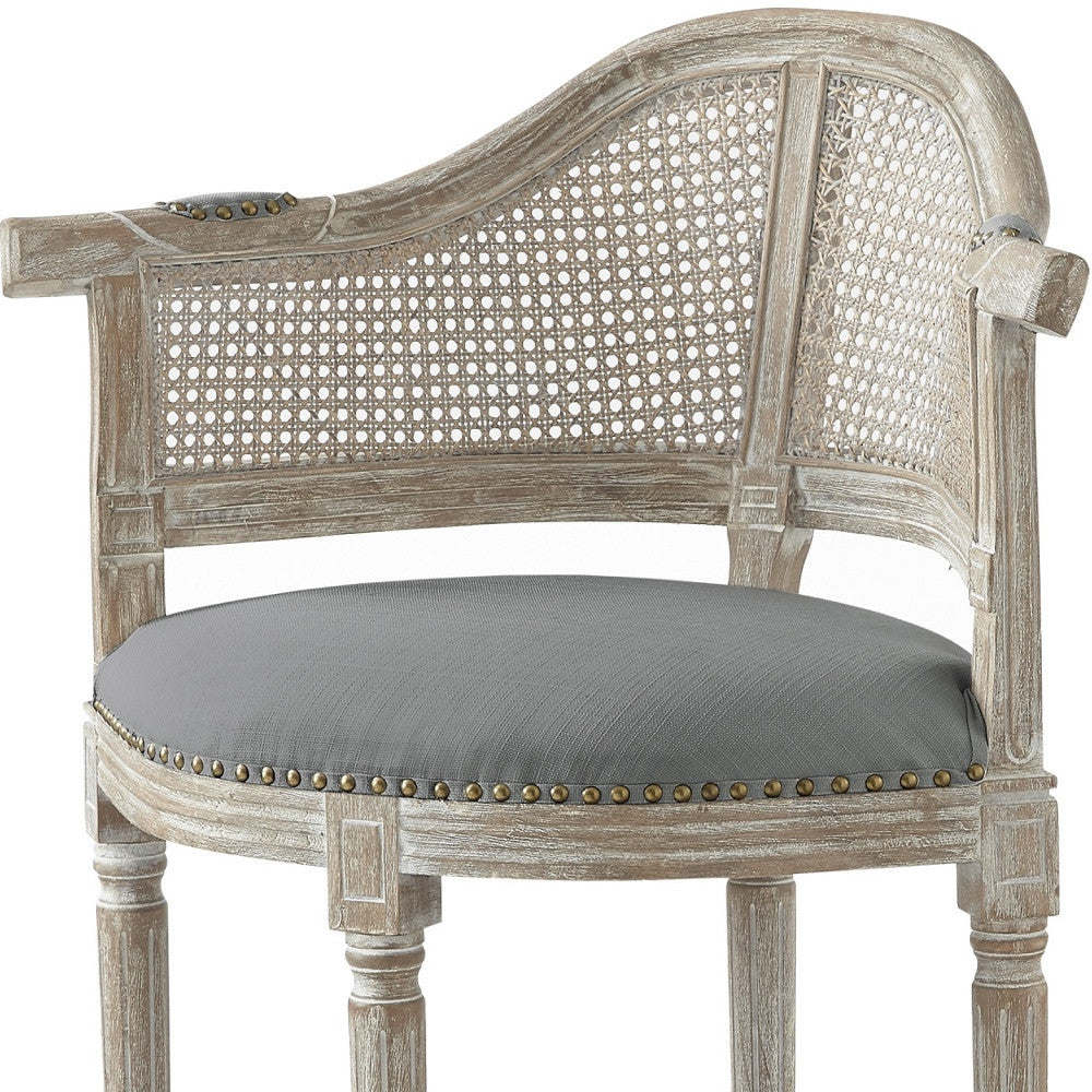 24" Cream And Beige Linen Arm Chair