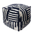 18" Blue Cotton Cube Striped Pouf Ottoman