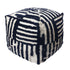 18" Beige Cotton Cube Striped Pouf Ottoman