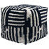 18" Blue Cotton Cube Striped Pouf Ottoman