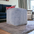 18" Gray Chenille Cube Pouf Ottoman