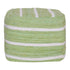 18" Green Cotton Cube Striped Pouf Ottoman