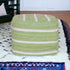 18" Green Cotton Cube Striped Pouf Ottoman