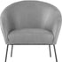 31" Light Gray And Black Faux leather Barrel Chair