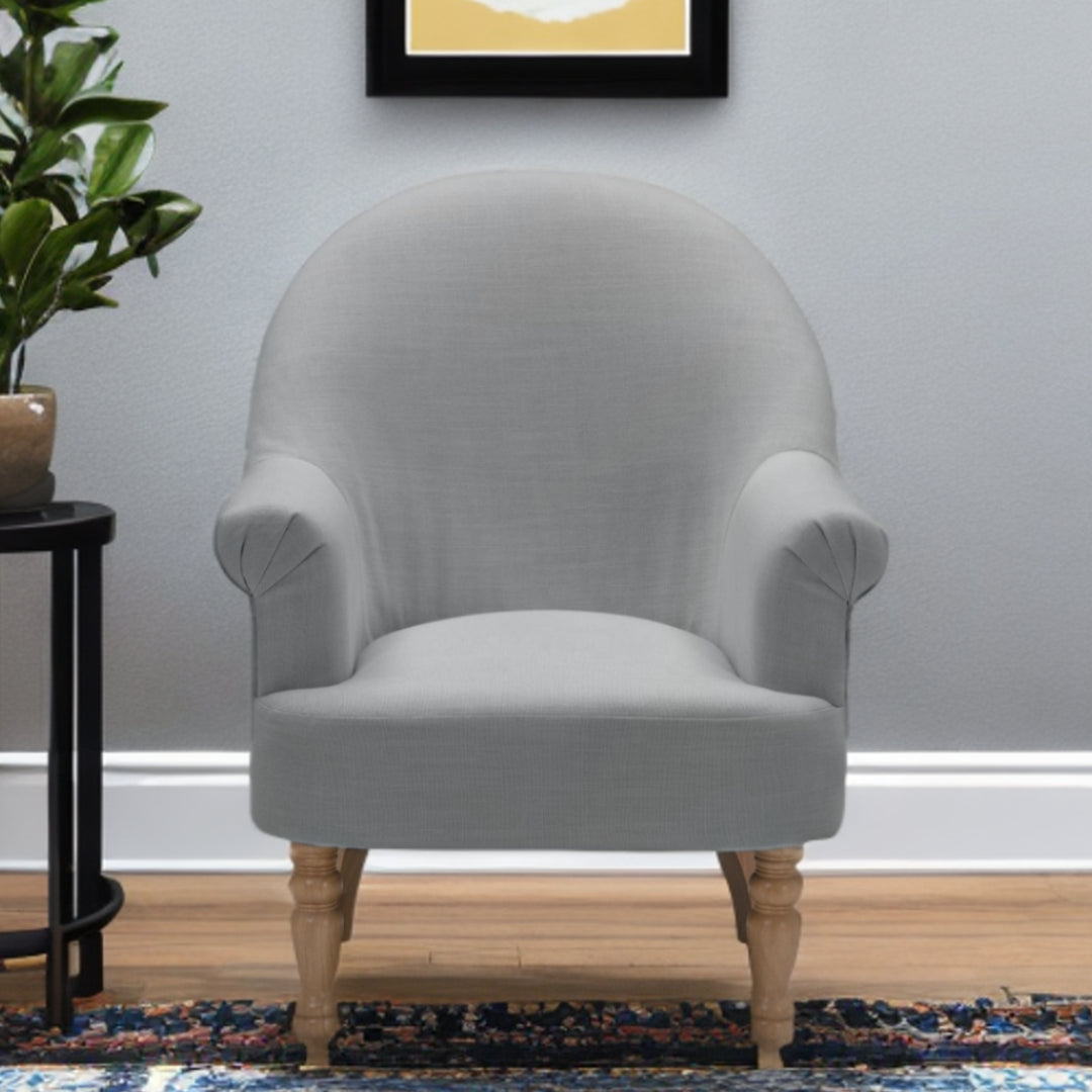 33" Dark Gray And Brown Linen Arm Chair