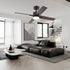 44" Black And Dark Brown Propeller Four Blade Dimmable Remote Control Integrated Light Ceiling Fan