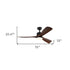 52" Black And Brown Propeller Three Blade Dimmable Remote Control Integrated Light Ceiling Fan